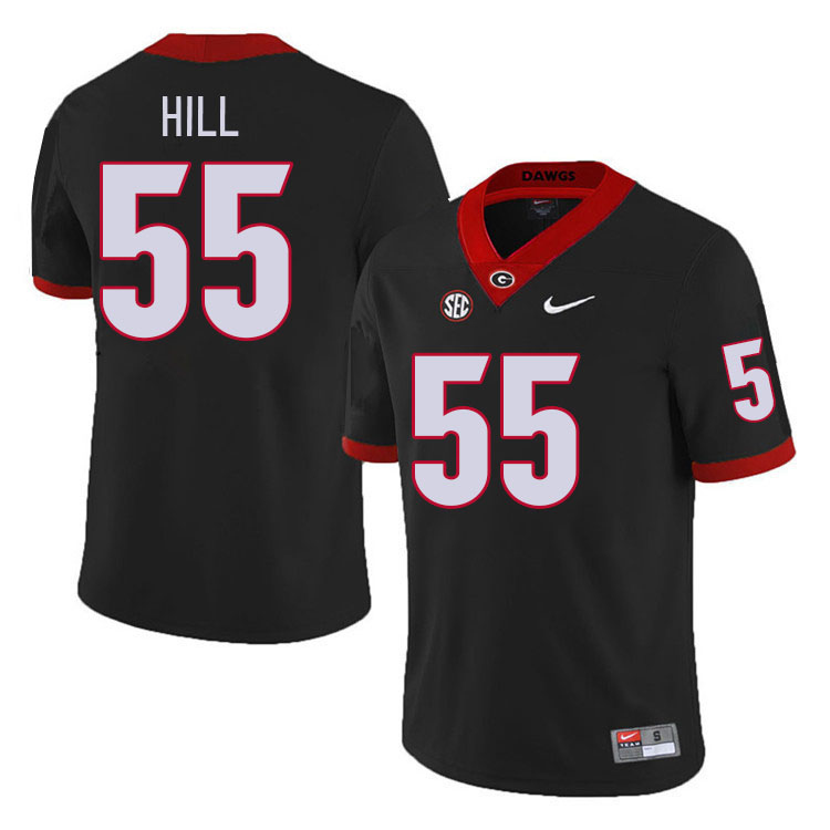 #55 Trey Hill Georgia Bulldogs Jerseys Football Stitched-Retro Black